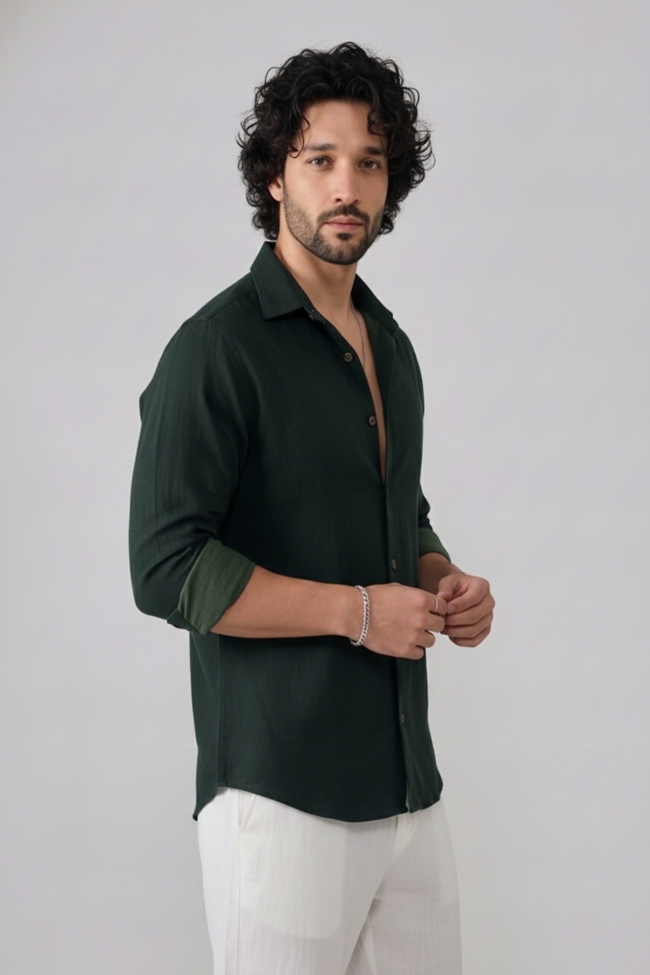 Corded Classic Shirt- Green