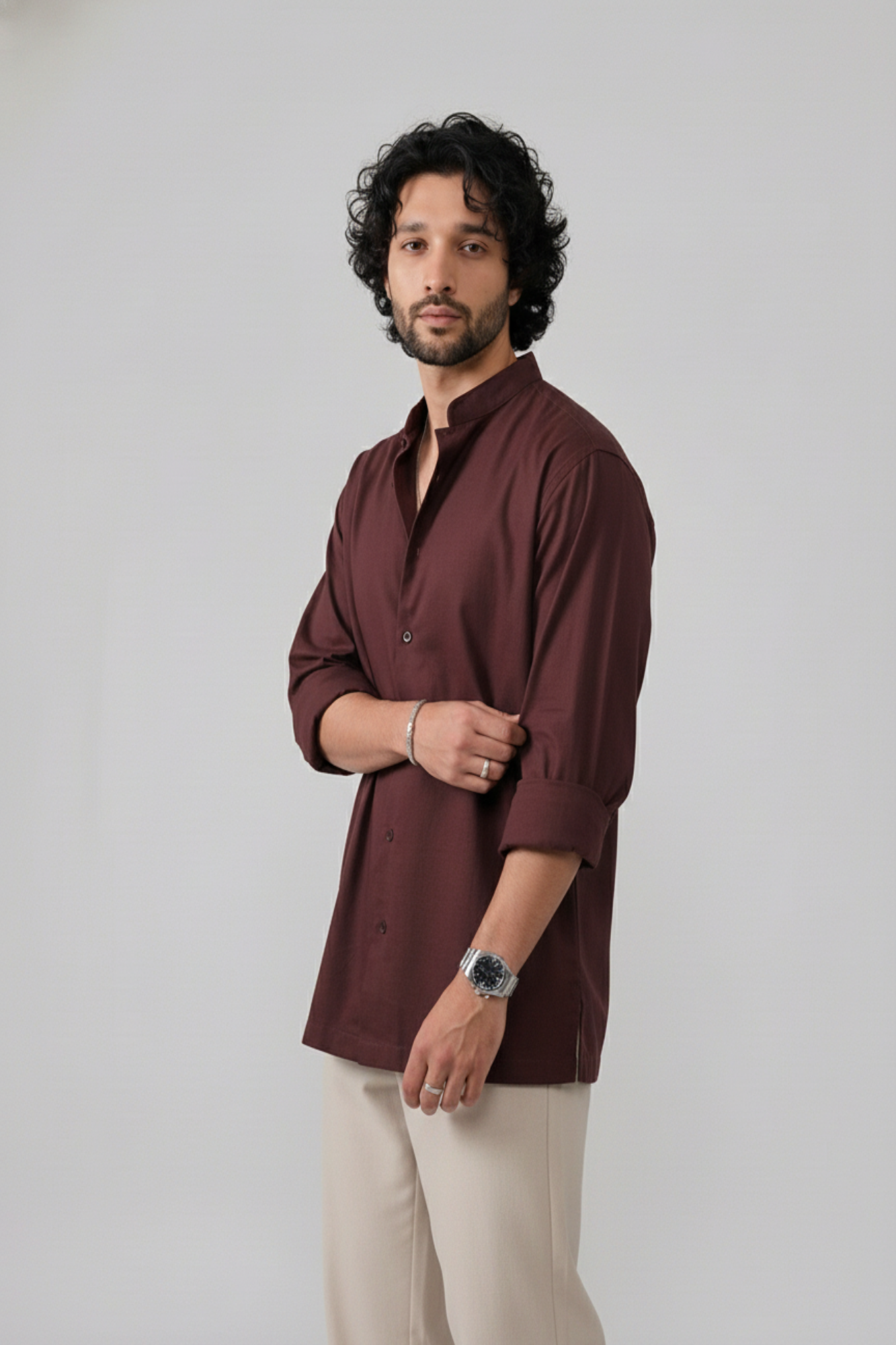 Brick Mandarin Shirt