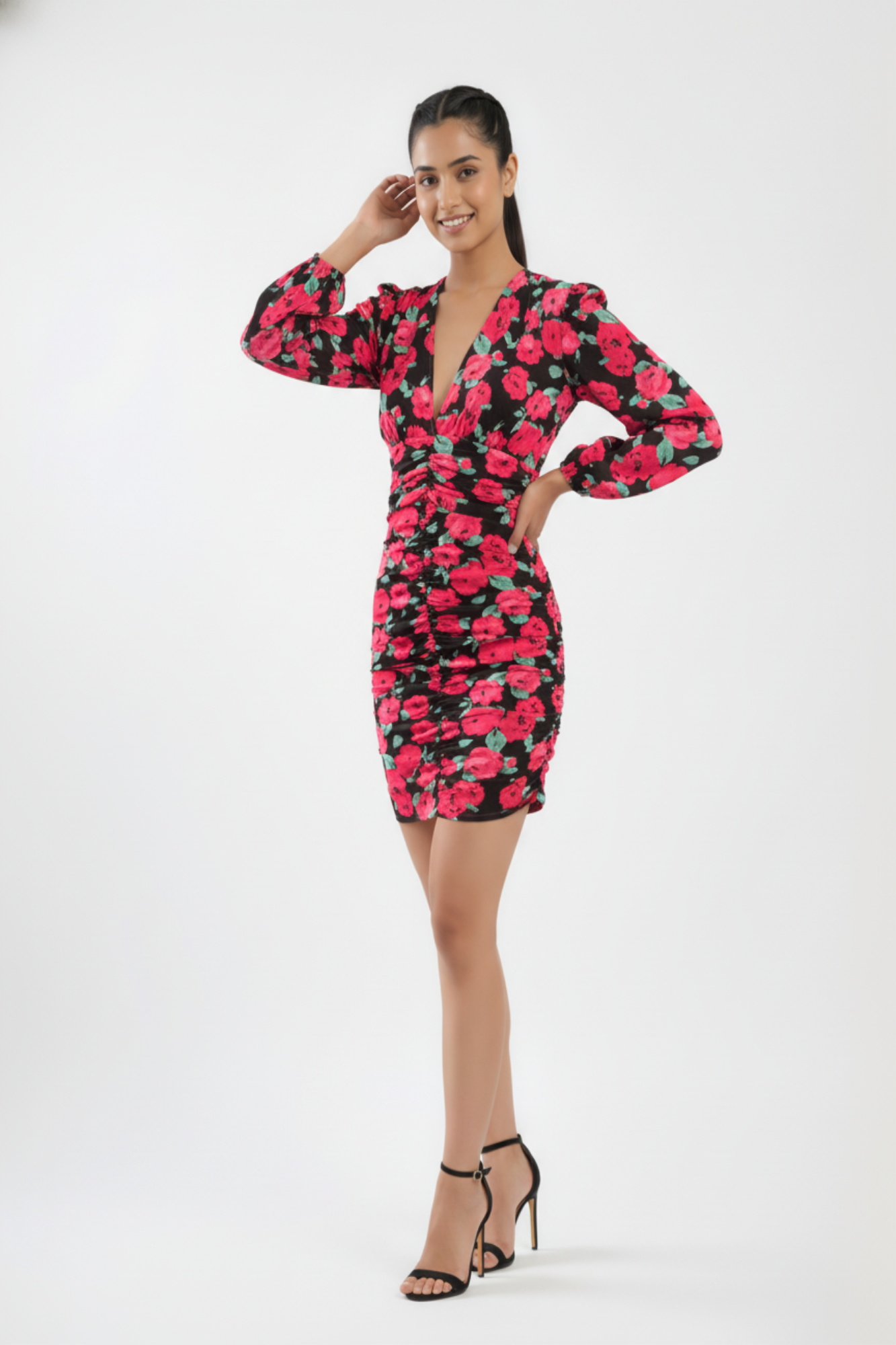 Printed Ruched Dress